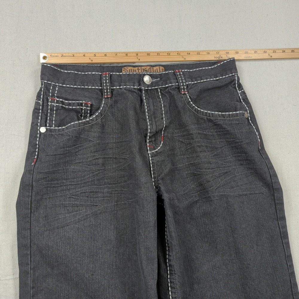 Vintage Southpole Shorts Mens 38 Black Denim Baggy Skater Embroidered - Picture 4 of 12